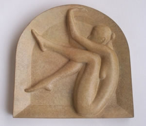 Gordon Aitcheson sculpture Arch bronze wall mounted female figure bas relief