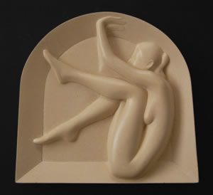 Arch marble buff stone composite resin Jesmonite Gordon Aitcheson female figure bas relief wall mounted sculpture