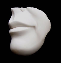 Half-forgotten Smile white marble buff stone composite Jesmonite resin Gordon Aitcheson sculpture female mouth smile face fragment