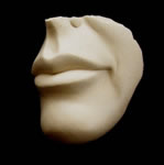 Half-forgotten Smile white marble buff stone composite Jesmonite resin Gordon Aitcheson sculpture female mouth smile face fragment