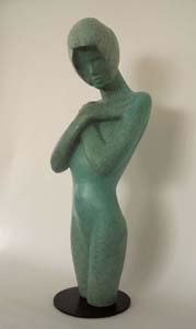 Gordon Aitcheson Primavera bronze sculpture female standing torso figure