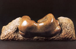 Gordon Aitcheson sculpture Reclining torso bronze female figure